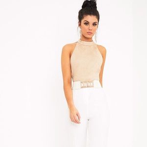NWT PrettyLittleThing suede bodysuit